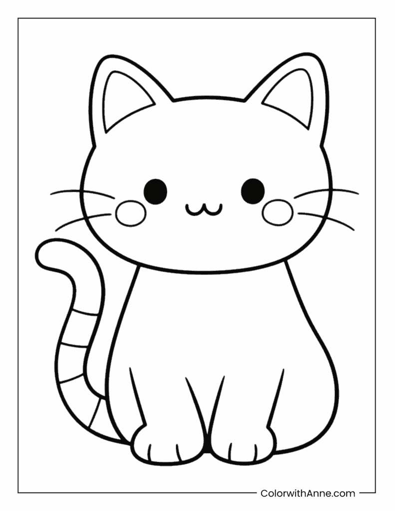 Kawaii Cat Coloring Page
