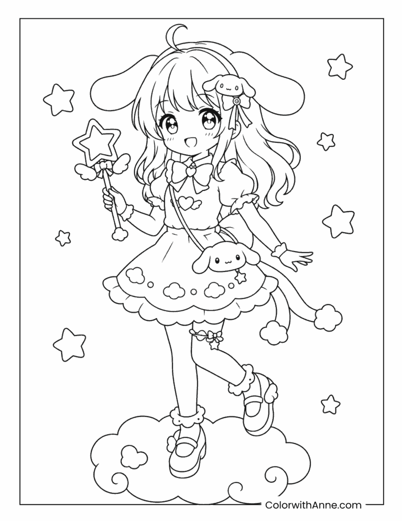 Kawaii Cinnamoroll Anime Girl Among the Shining Stars