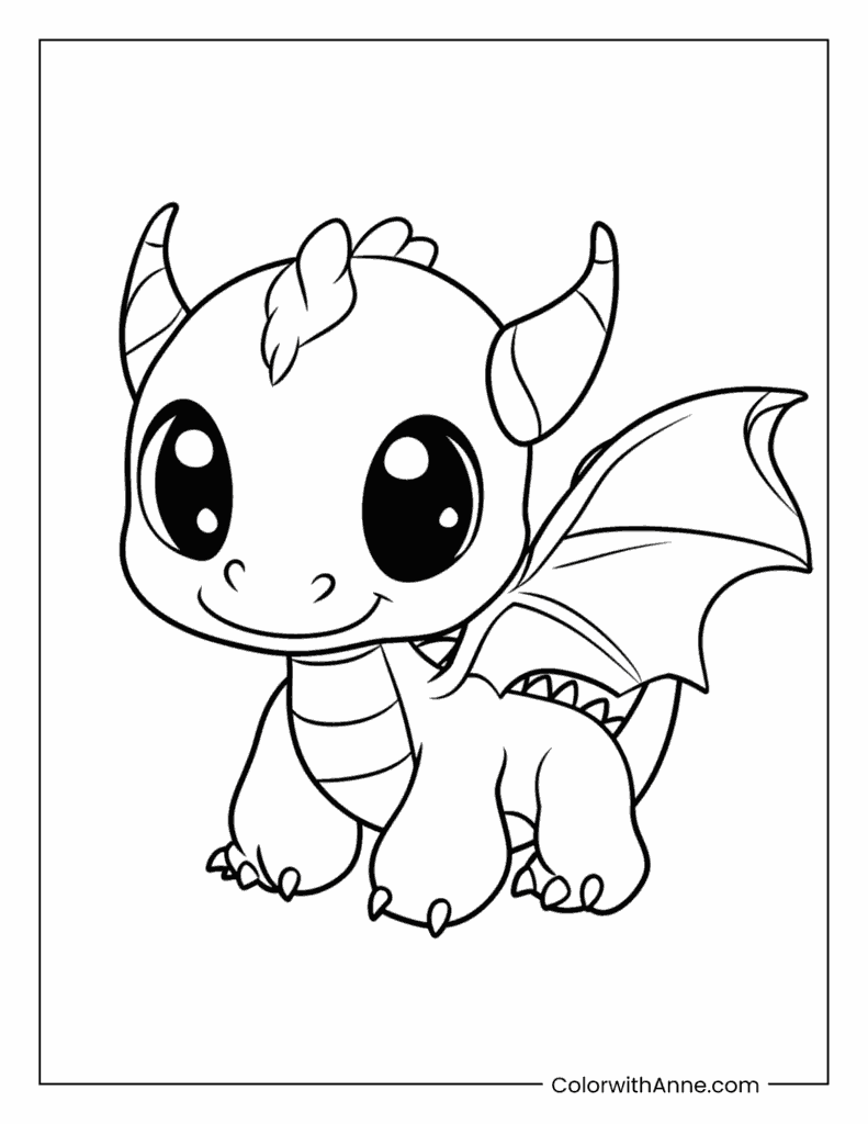 Kawaii Dragon Coloring Page