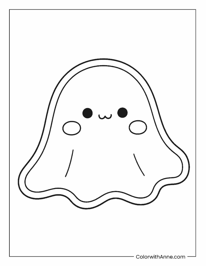 Kawaii Ghost Coloring Page
