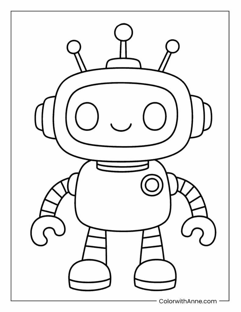 Kawaii Robot Coloring Page