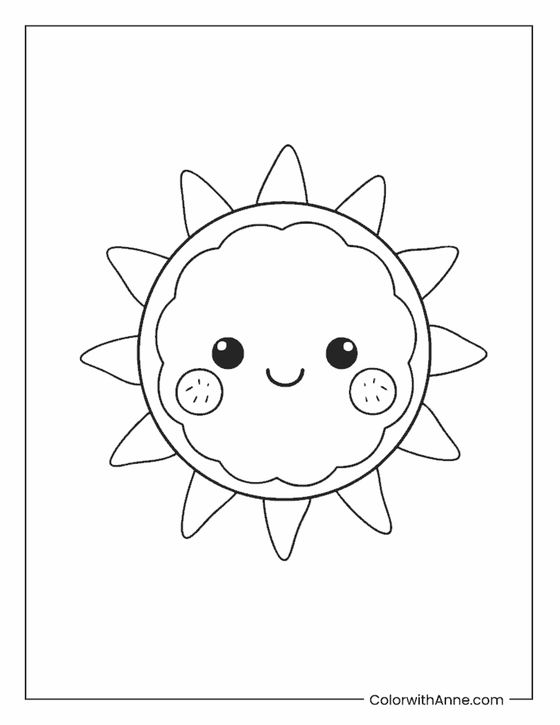 Kawaii Sun Coloring Page