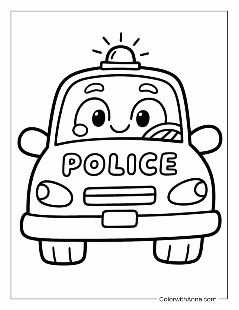 Kids’ Police Car Coloring Page
