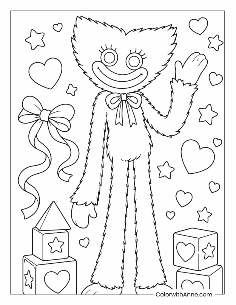 Kissy Missy Hearts & Blocks Coloring Page
