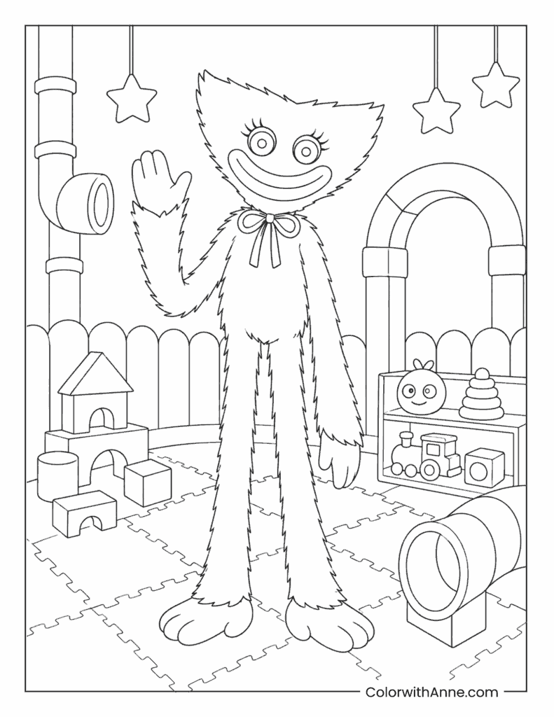 Kissy Missy Waving Playroom Coloring Page