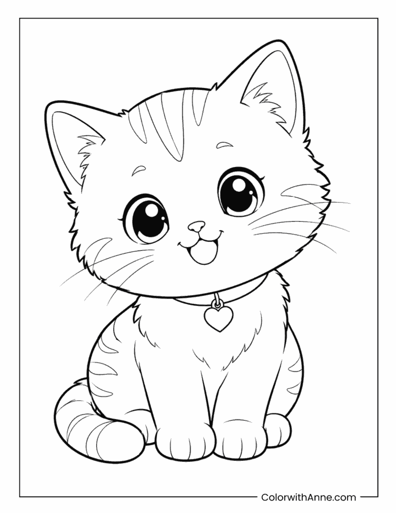 Kitten Close Up Portrait Coloring Page