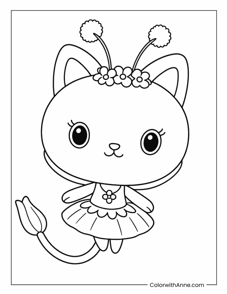 Kitty Fairy Coloring Page