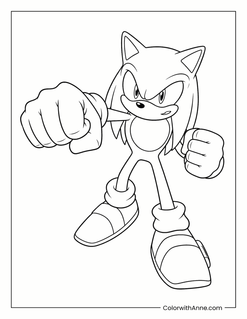 Knuckles Punching Coloring Page