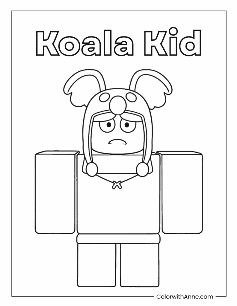 Koala Kid Lost Survivor Character Coloring Page