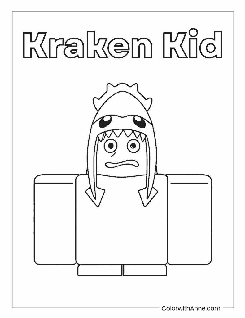Kraken Kid Scared Survivor Character Coloring Page