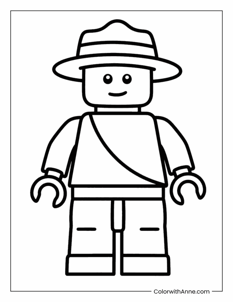 LEGO Figure with a Safari Hat Coloring Page