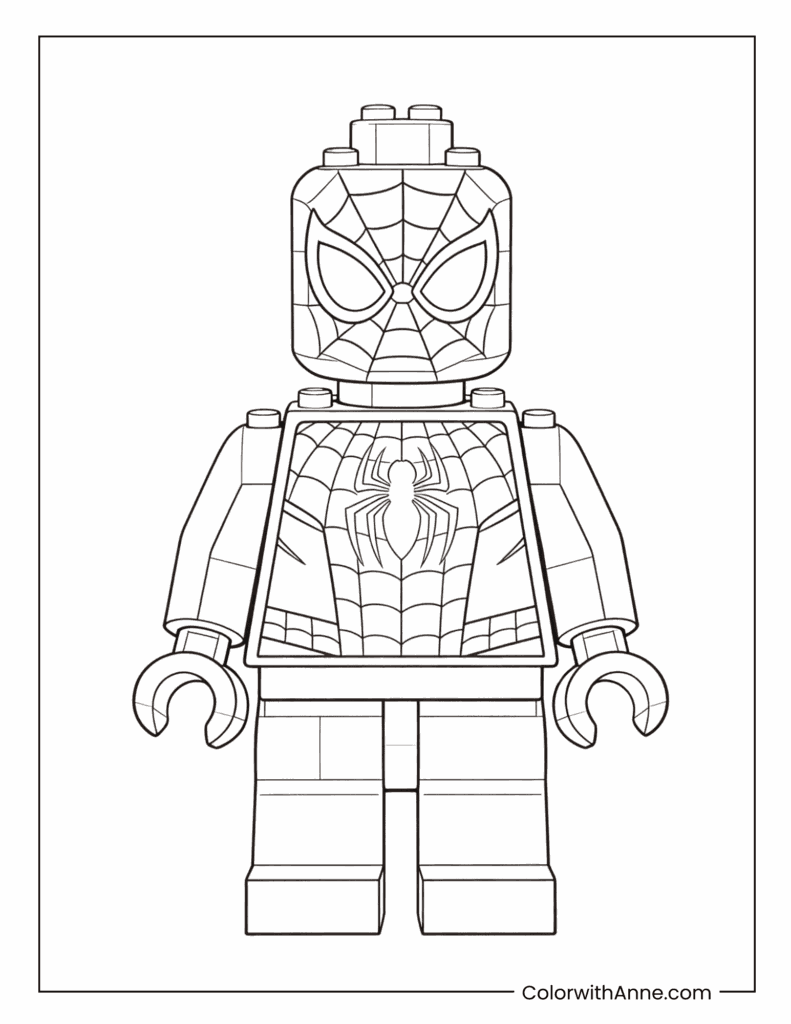LEGO Spiderman Classic Pose Coloring Page