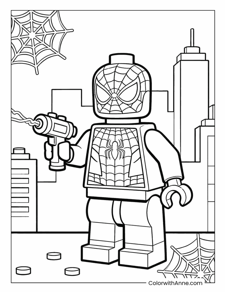 LEGO Spiderman Shooting Web Coloring Page