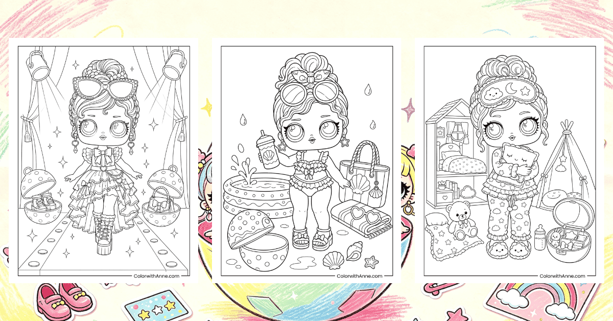 LOL Dolls Coloring Page Banner