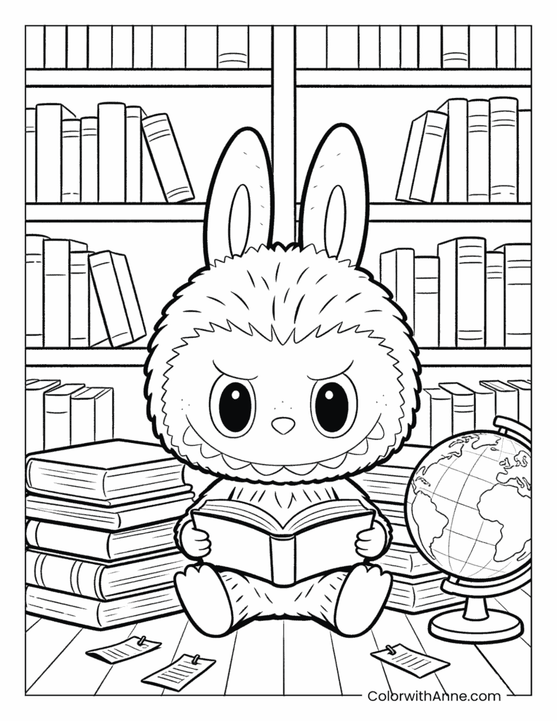 Labubu the Bookworm Coloring Page