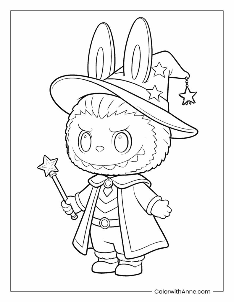 Labubu the Wizard Coloring Page for Kids
