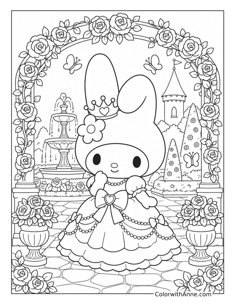 Lady My Melody's Royal Garden Coloring Page_1_1