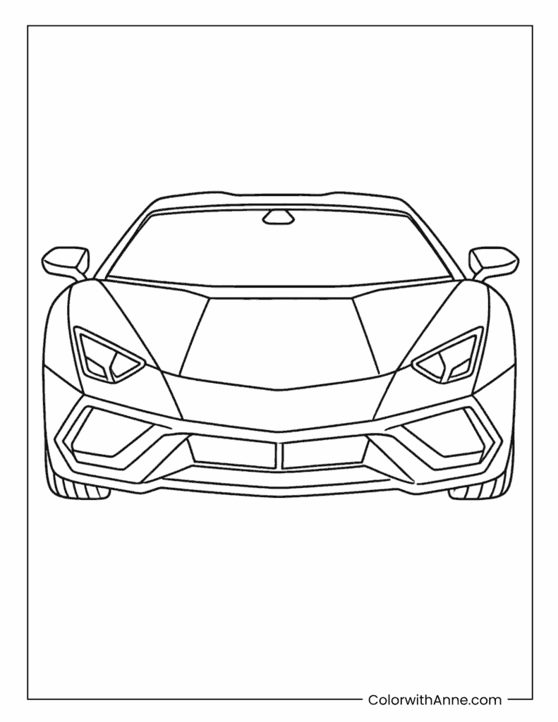 Lamborghini Aventador Front View Coloring Page