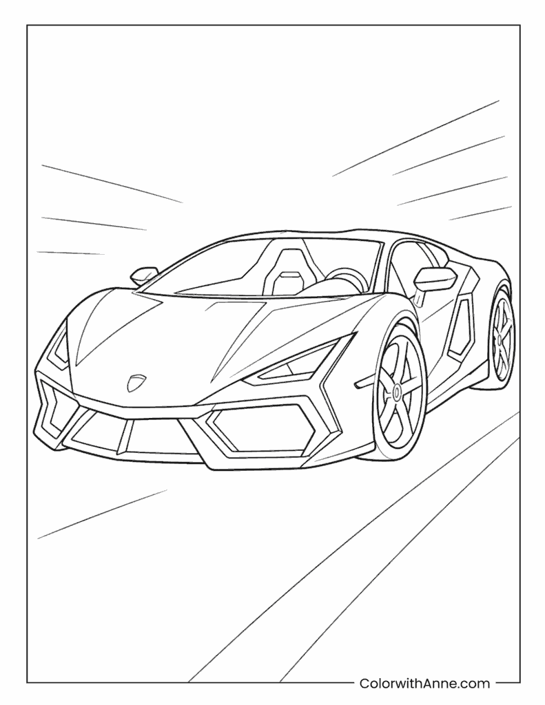 Lamborghini Revuelto on the Open Road Coloring Page