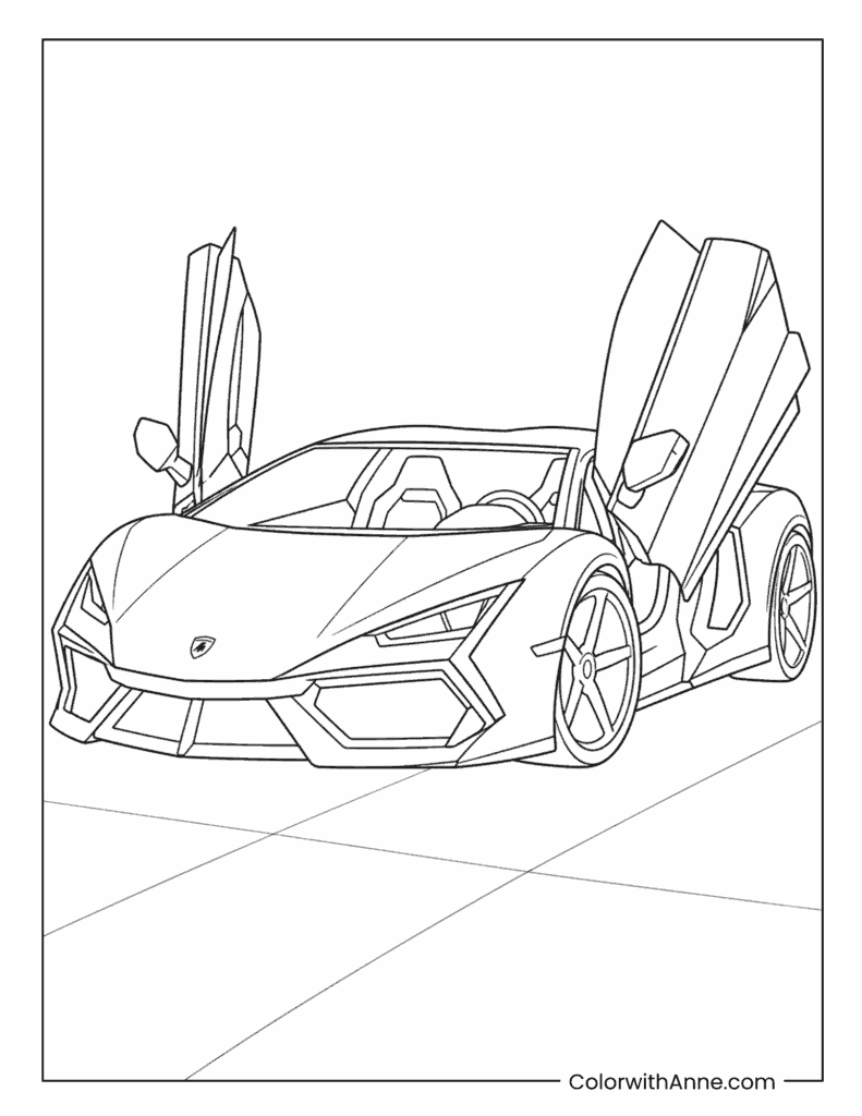 Lamborghini Revuelto with Scissor Doors Open Coloring Page