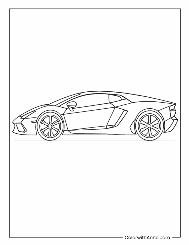 Lamborghini Supercar Side Profile Coloring Page