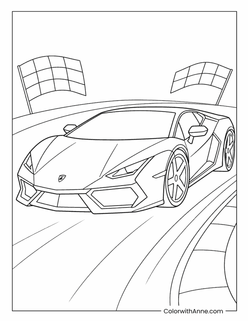 Lamborghini Temerario Racing on a Track Coloring Page