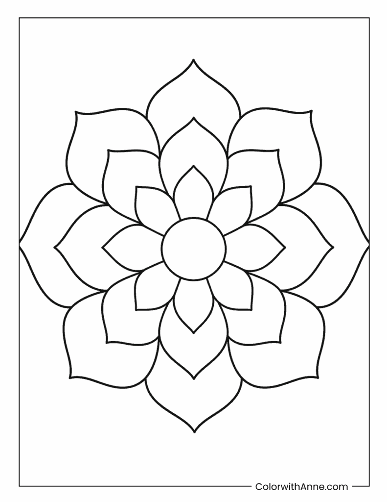 Layered Lotus Mandala With Pointed Petals Coloring Page