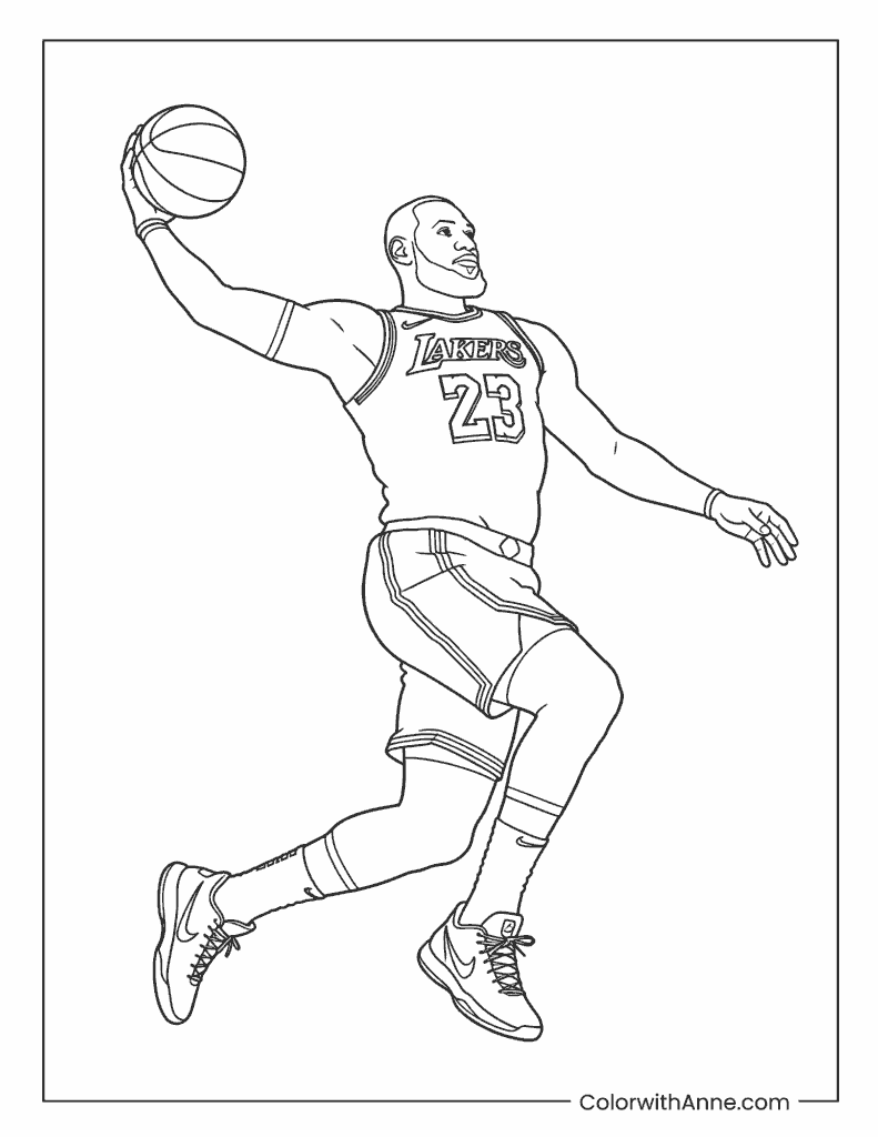 LeBron James Jump Shot Pose Coloring Page
