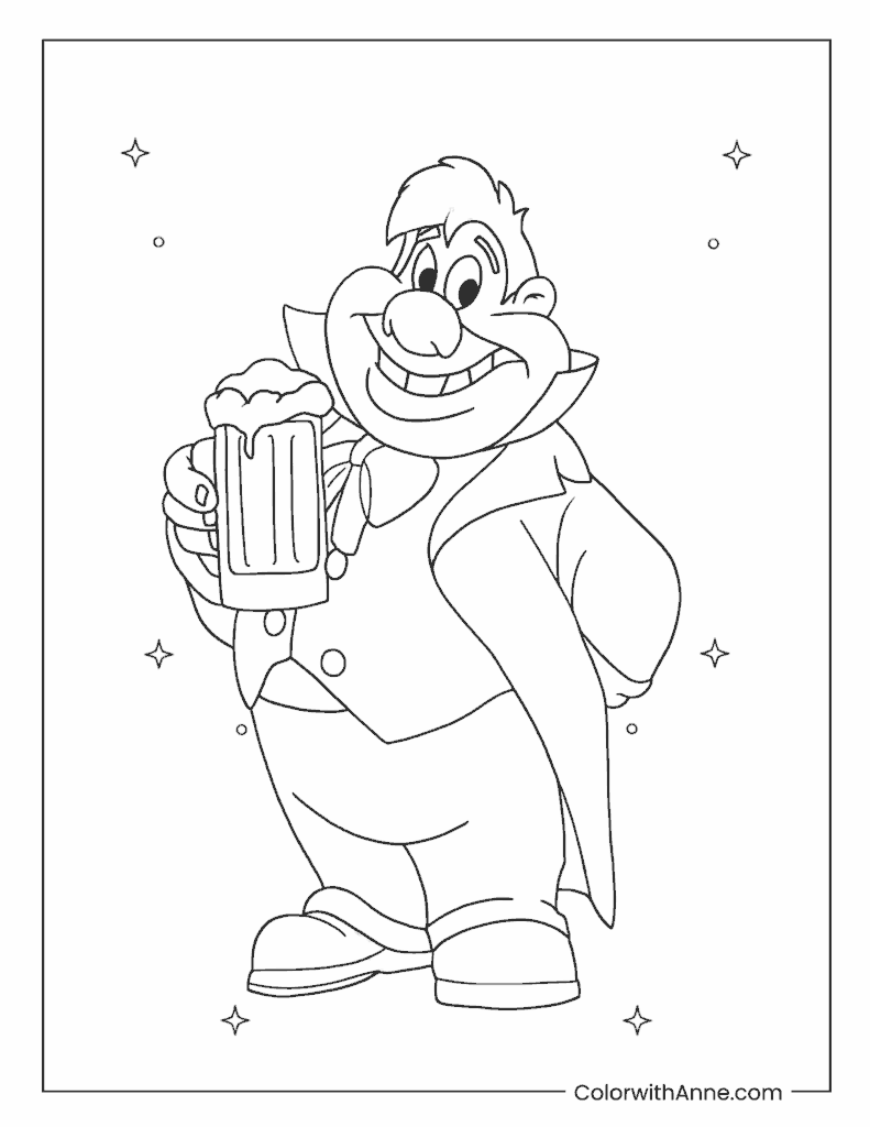 LeFou Holding a Beer Mug Coloring Page