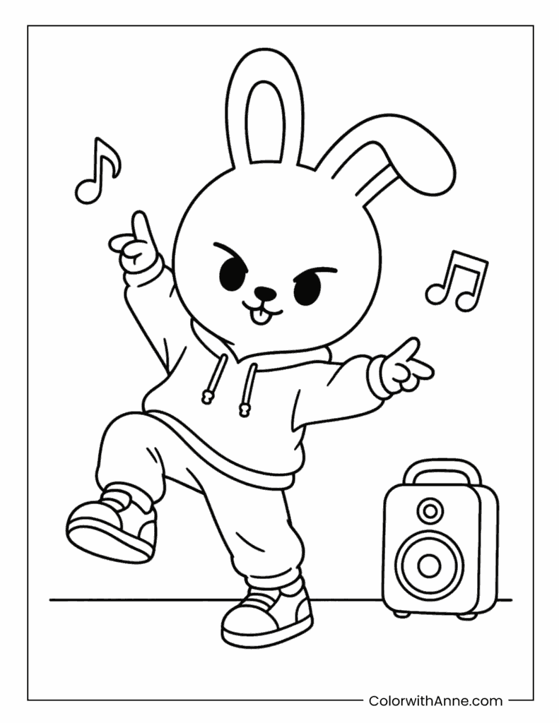 Leebit Dancing Beside Speaker Coloring Page