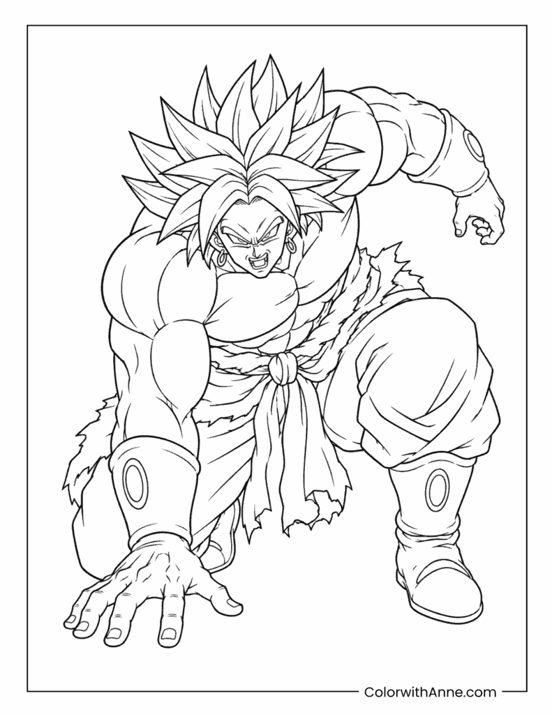 Legendary Super Saiyan Broly Battle Pose Coloring Page