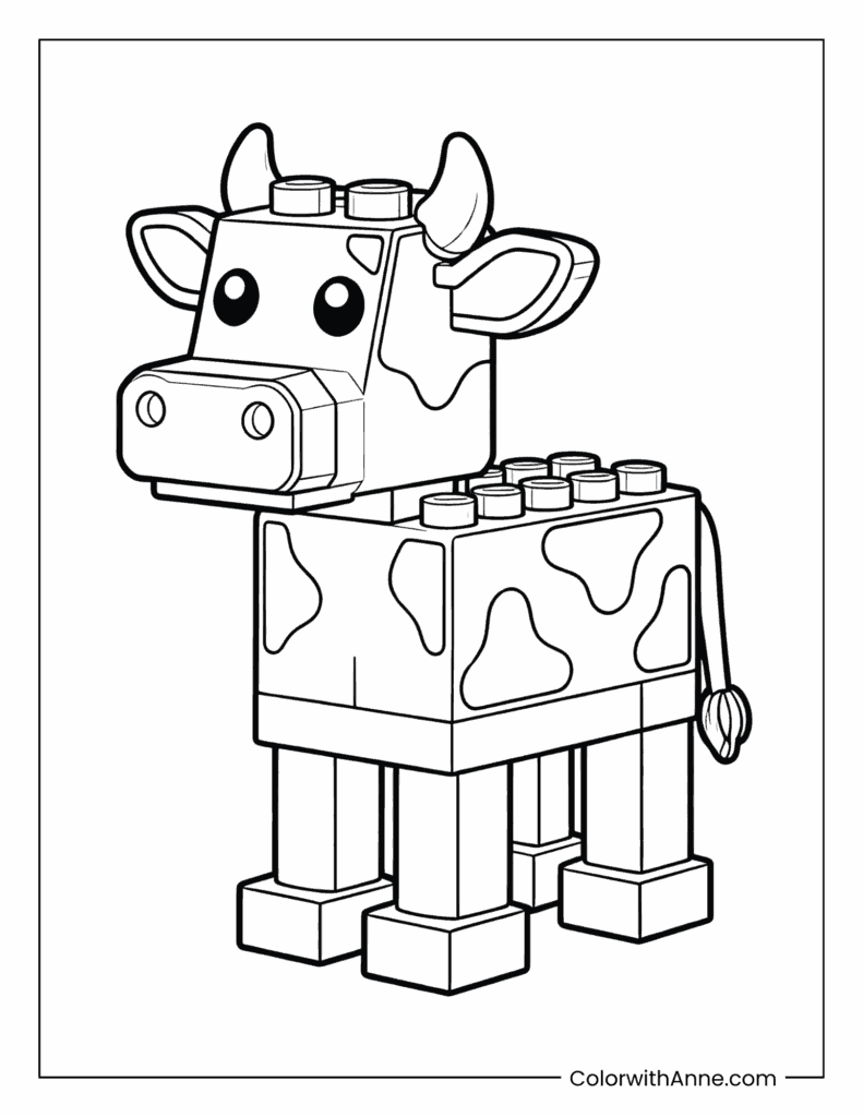 Lego Cow Coloring Page