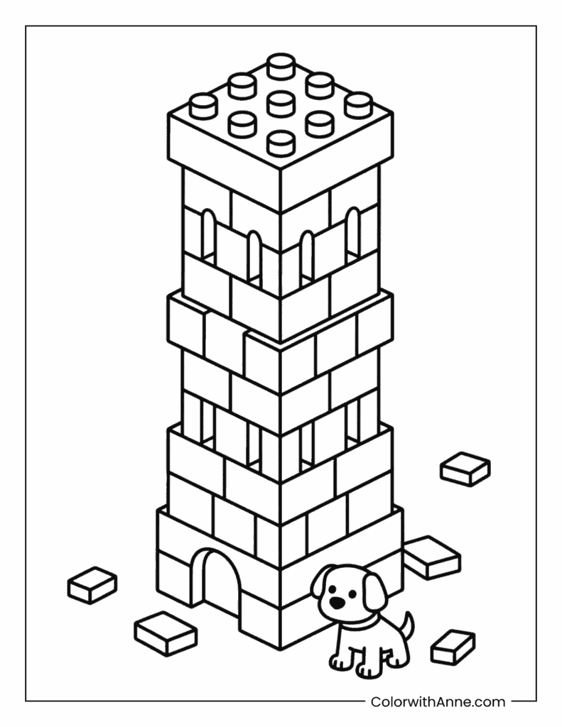 Lego Tower Coloring Page