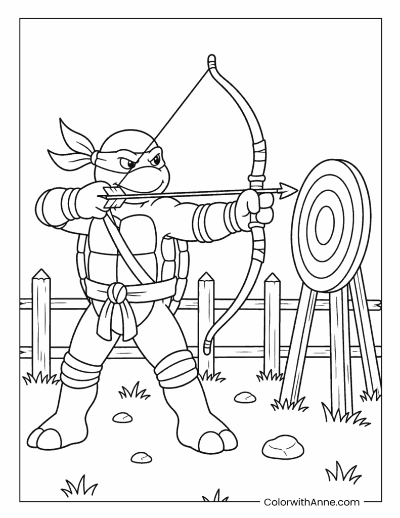 Leonardo’s Archery Practice Coloring Page
