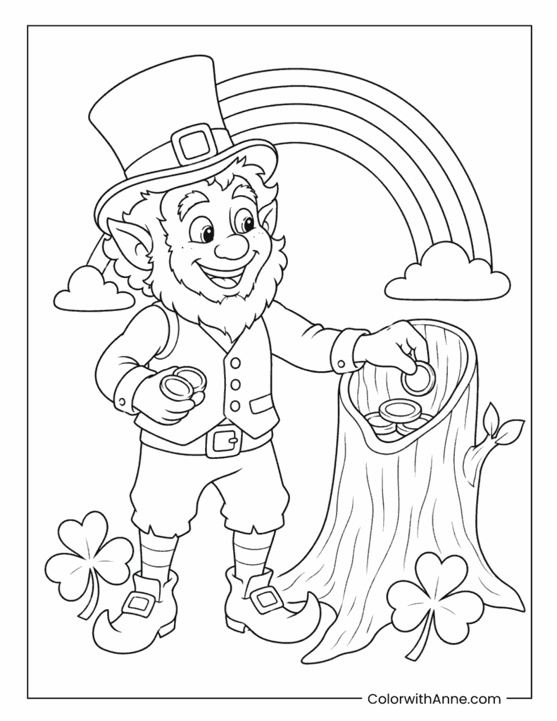 Leprechaun At Hollow Tree Coloring Page