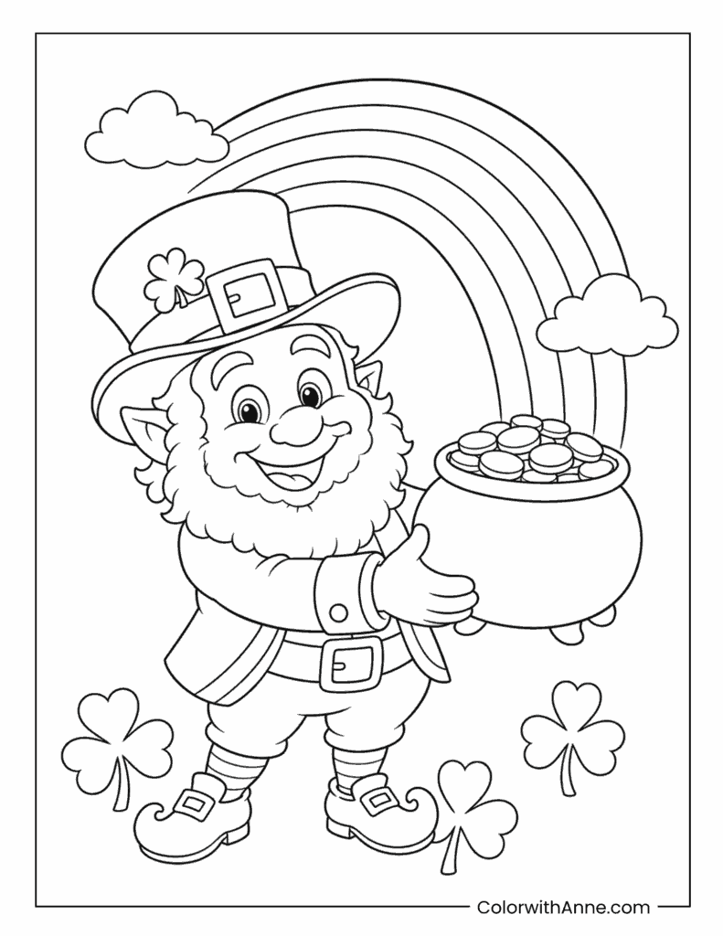 Leprechaun Carrying Pot Of Gold Coloring Page