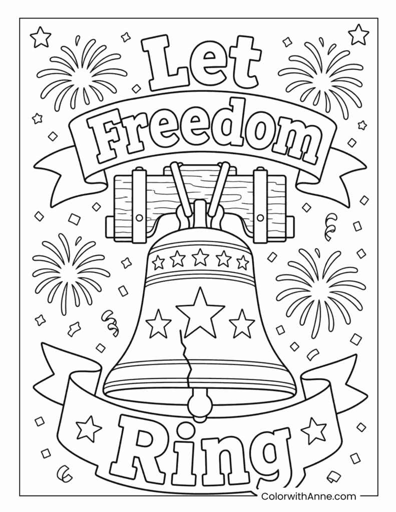 Let Freedom Ring Liberty Bell 4th of July Coloring Page