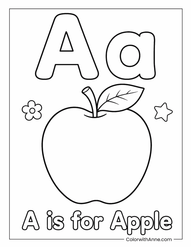 Letter A is for Apple Coloring Page