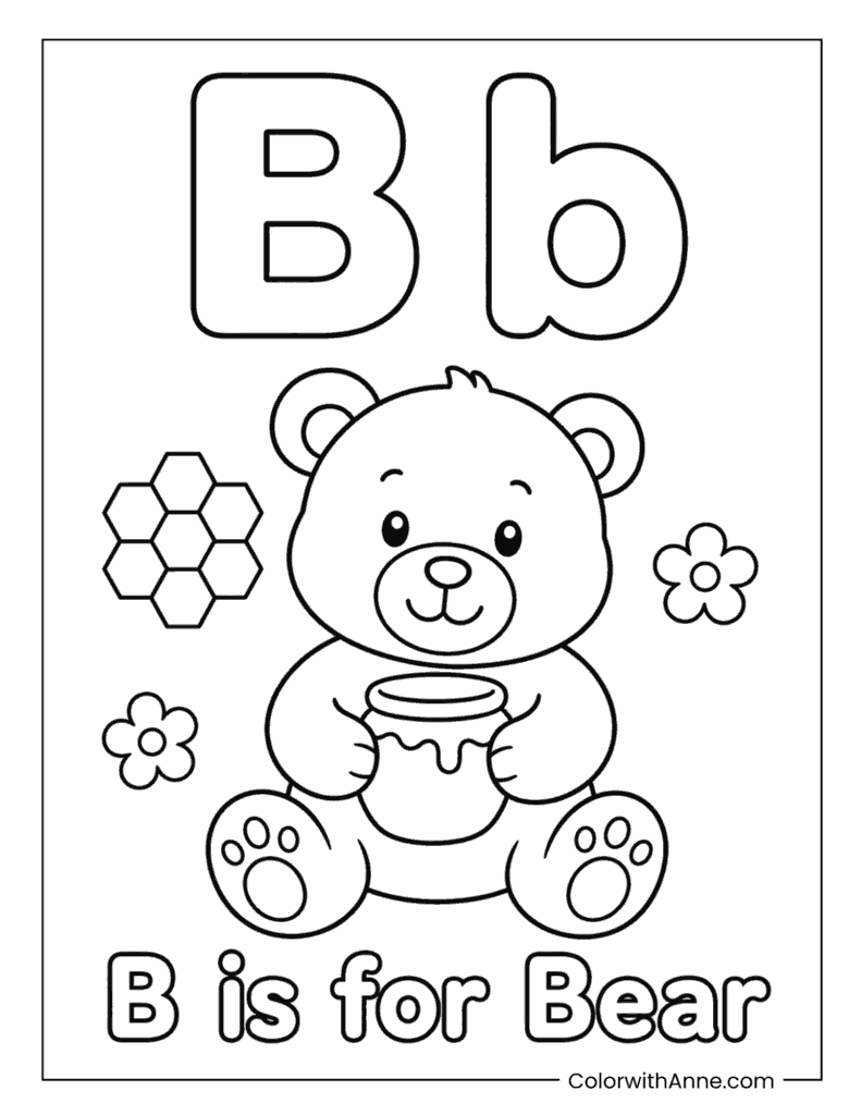 Letter B is for Bear Coloring Page