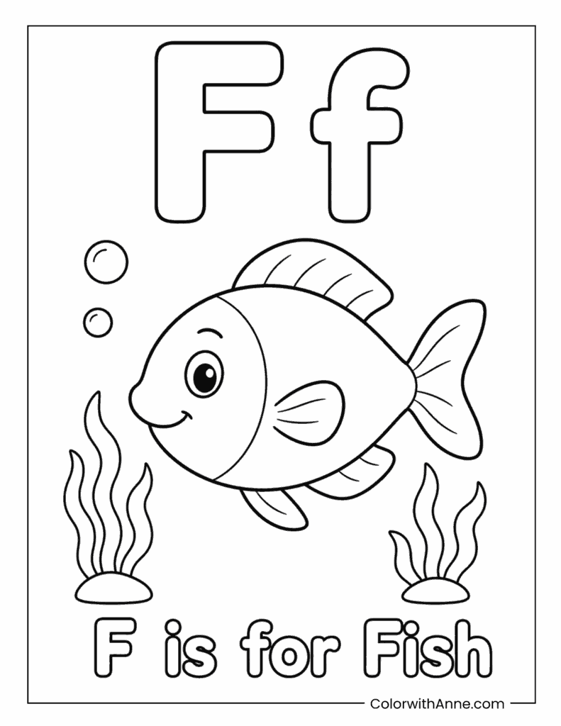 Letter F is for Fish Coloring Page