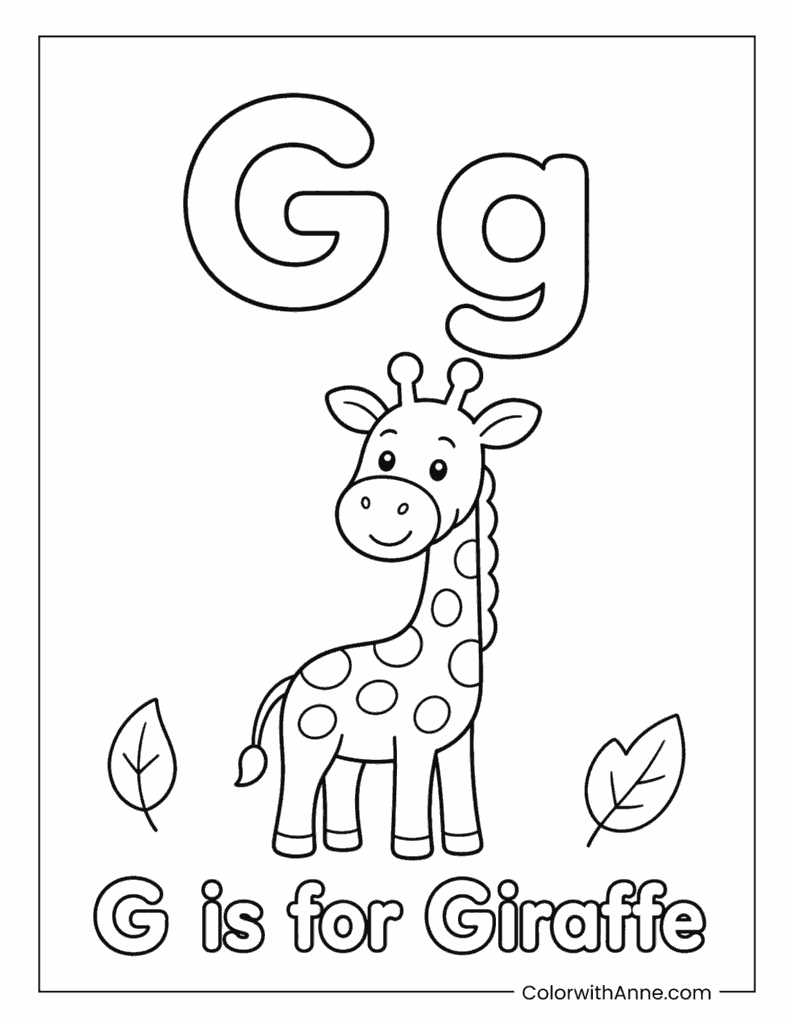 Letter G is for Giraffe Coloring Page