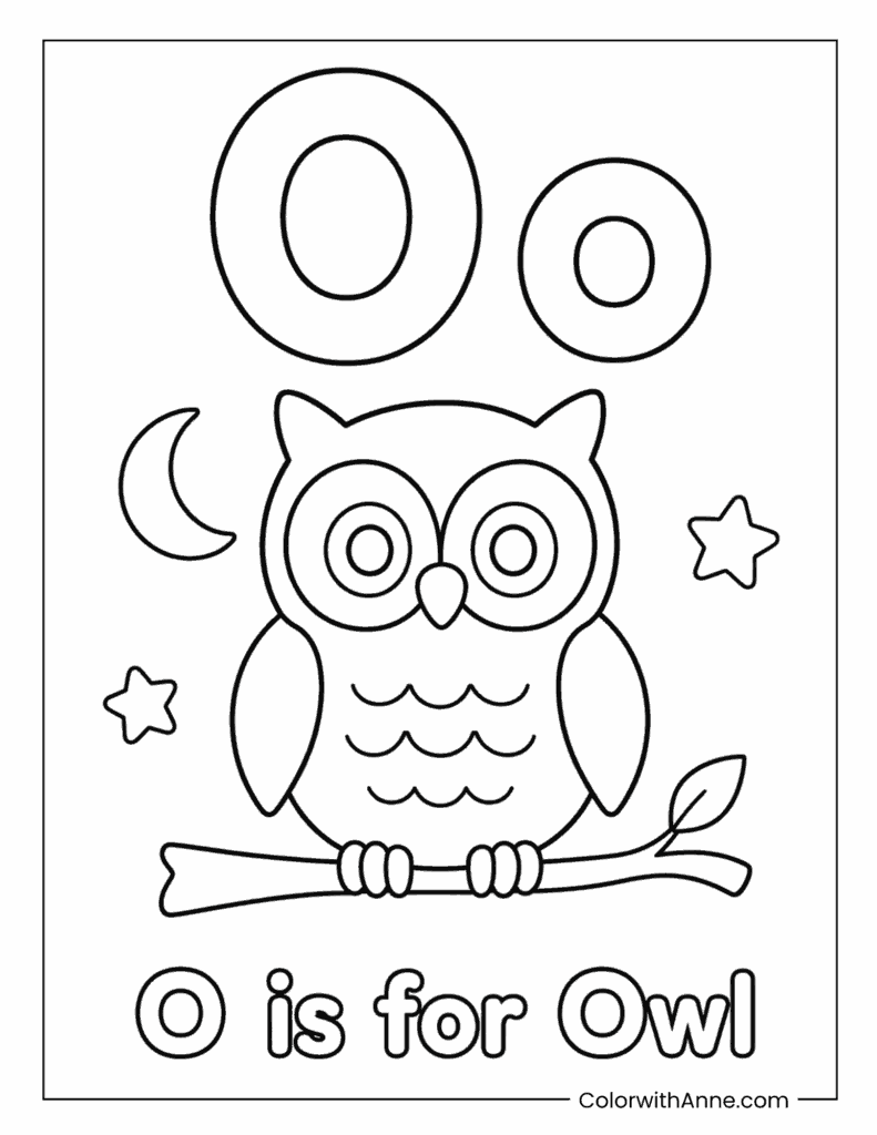 Letter O Is for Owl Coloring Page