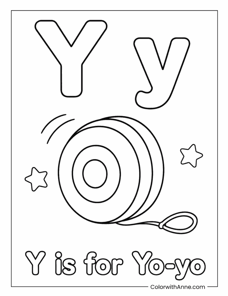 Letter Y Is for Yo-Yo Coloring Page