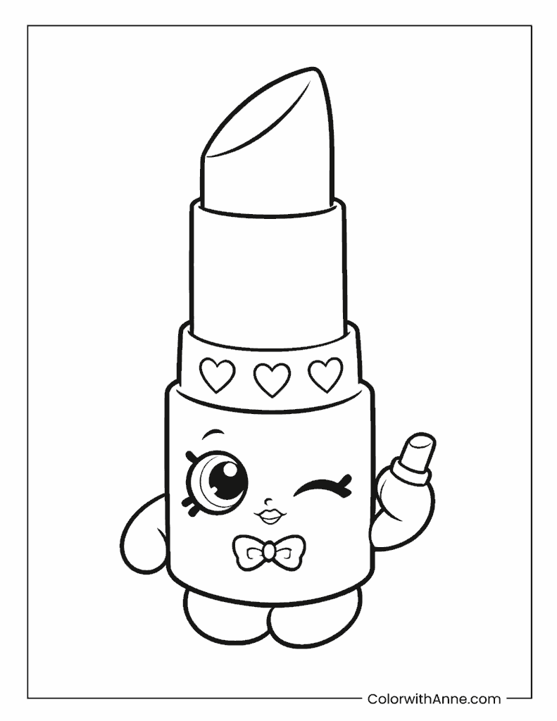 Lippy Lips Shopkins Lipstick Coloring Page