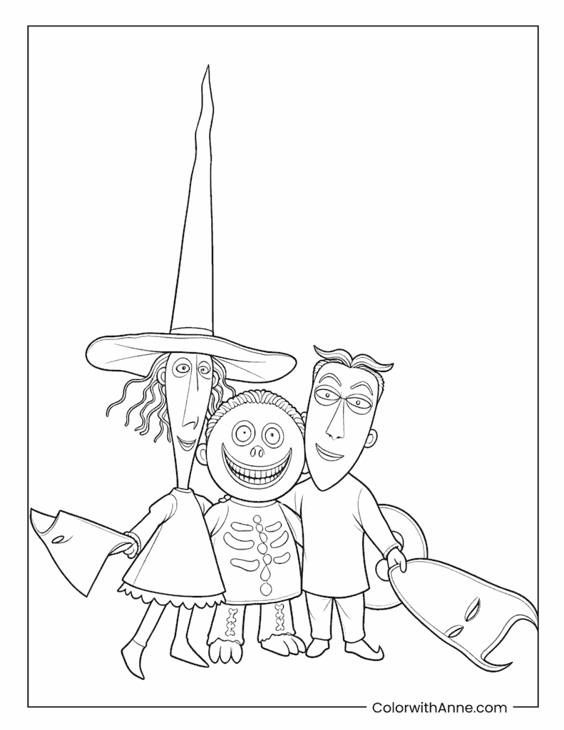 Lock Shock and Barrel Holding Their Masks Coloring Page