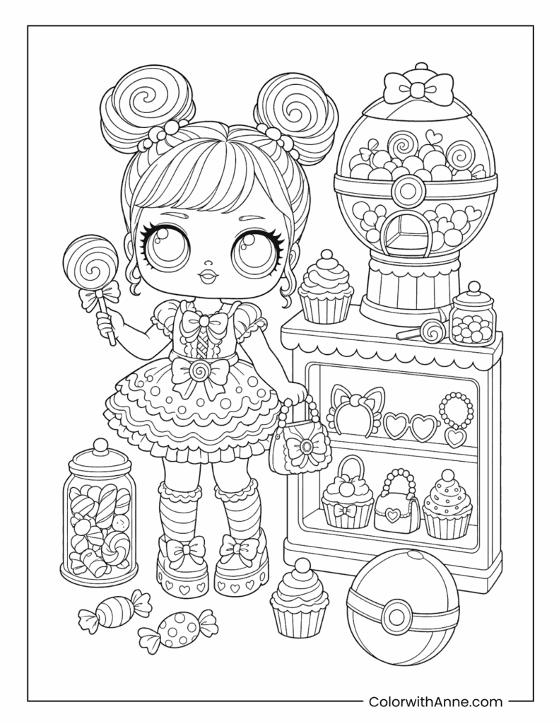 Lol Surprise Doll at Candy Boutique Coloring Page