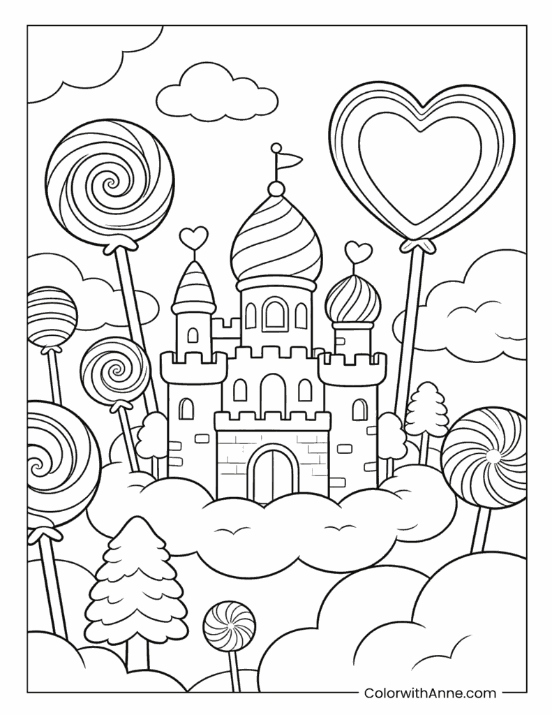 Lollipop Castle Fantasy Coloring Page