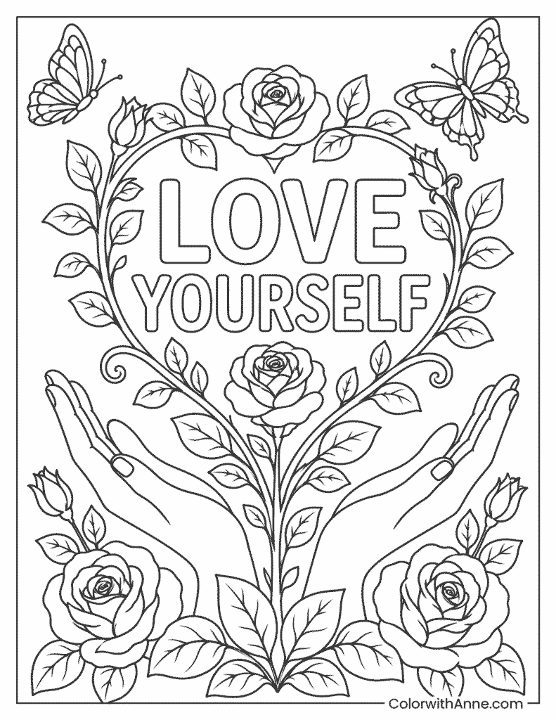 Love Yourself Coloring Page