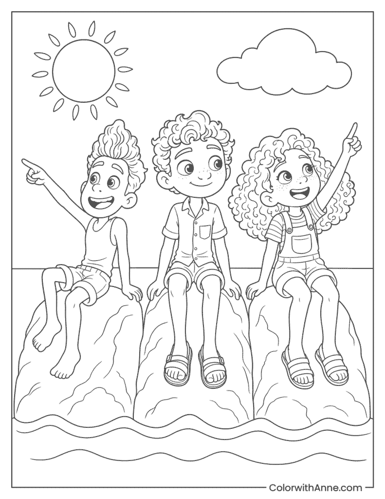 Luca, Alberto and Giulia Friendship Coloring Page