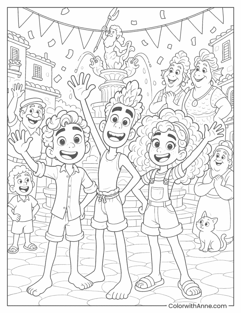 Luca Portorosso Celebration Coloring Page